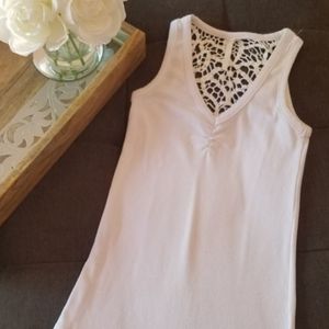 White Crochet Lace Racerback Tank Top from London
